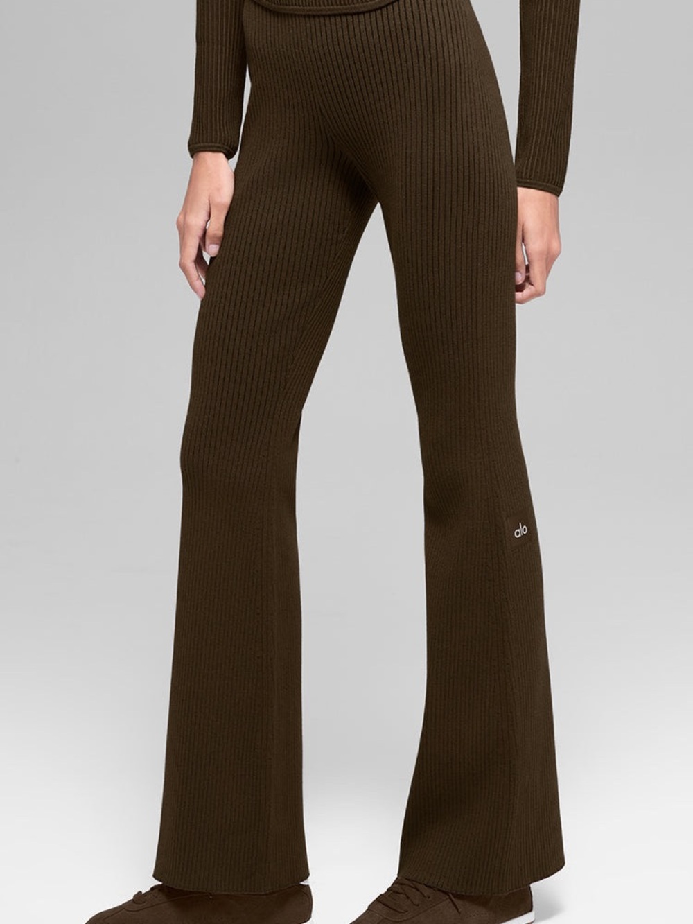 Alo Denim Knit High-Waist Flare Pant
